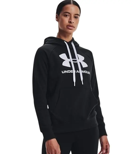 Womens Under Armour Black/White Rival Fleece Logo Hoodie