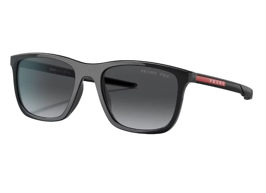 Mens Prada Linea Rossa Polarised Sunglasses Ps 10Ws Black Grey Silver Sunnies