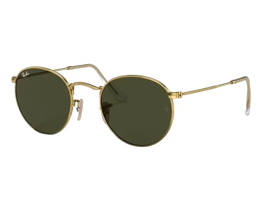 Unisex Ray Ban Sunglasses Rb3447 Round Metal Polished Gold/ Green Sunnies - L