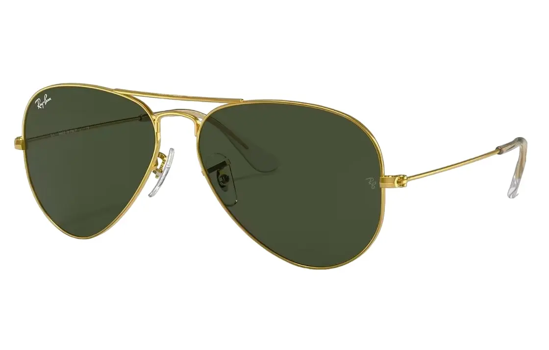 Mens Ray Ban Sunglasses Rb3025 Aviator Classic Polished Gold/ Green Sunnies