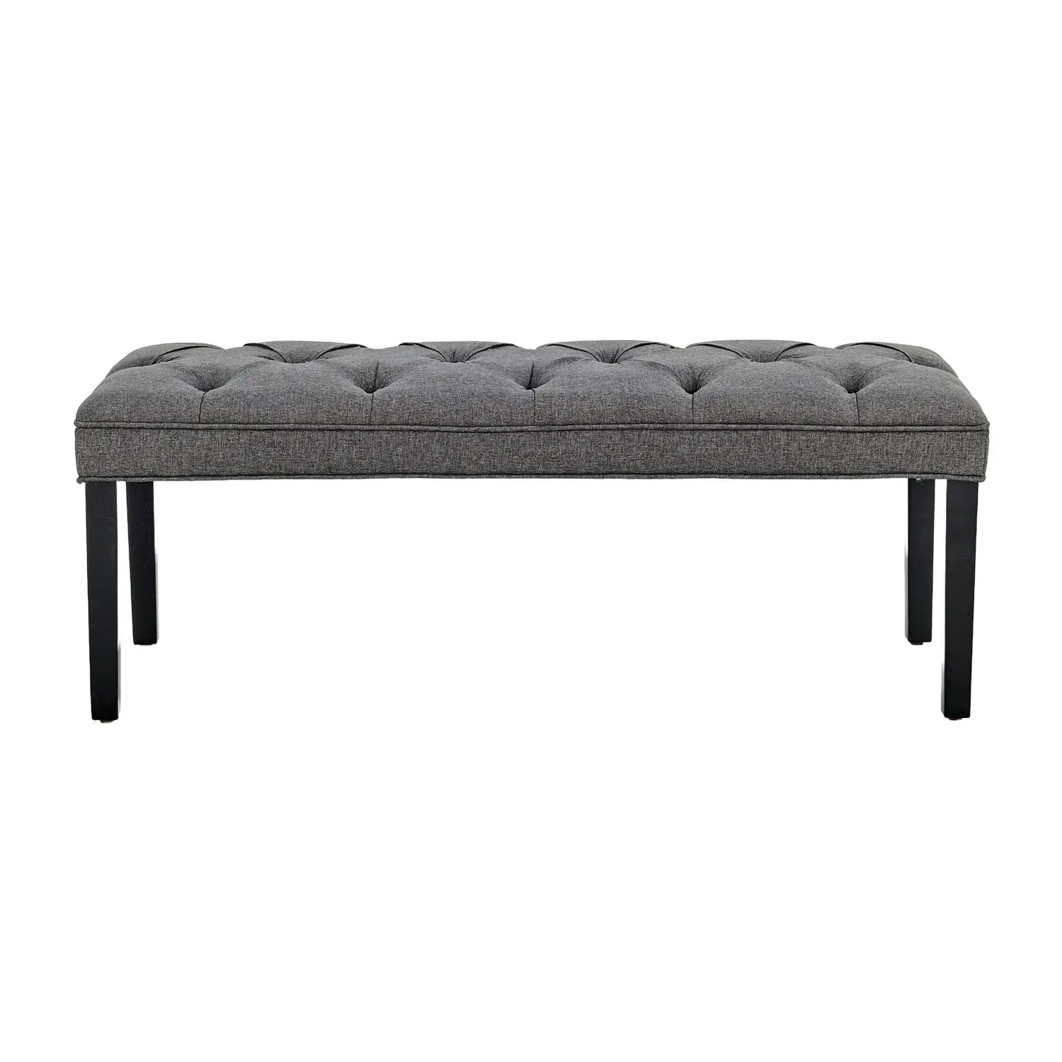 Cate Button-Tufted Upholstered Bench by Sarantino - Dark Grey