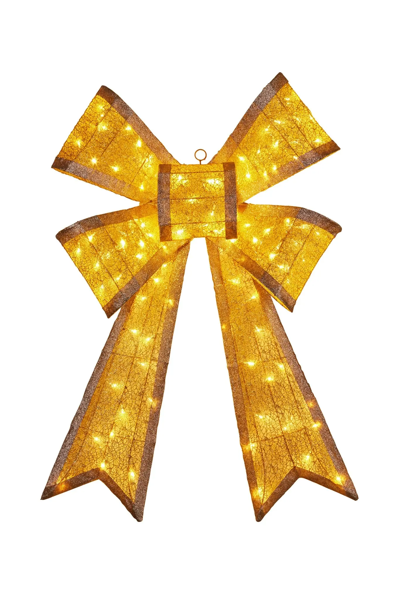 Christmas Bow Display with Lights- Gold Indoor/Outdoor 110cm