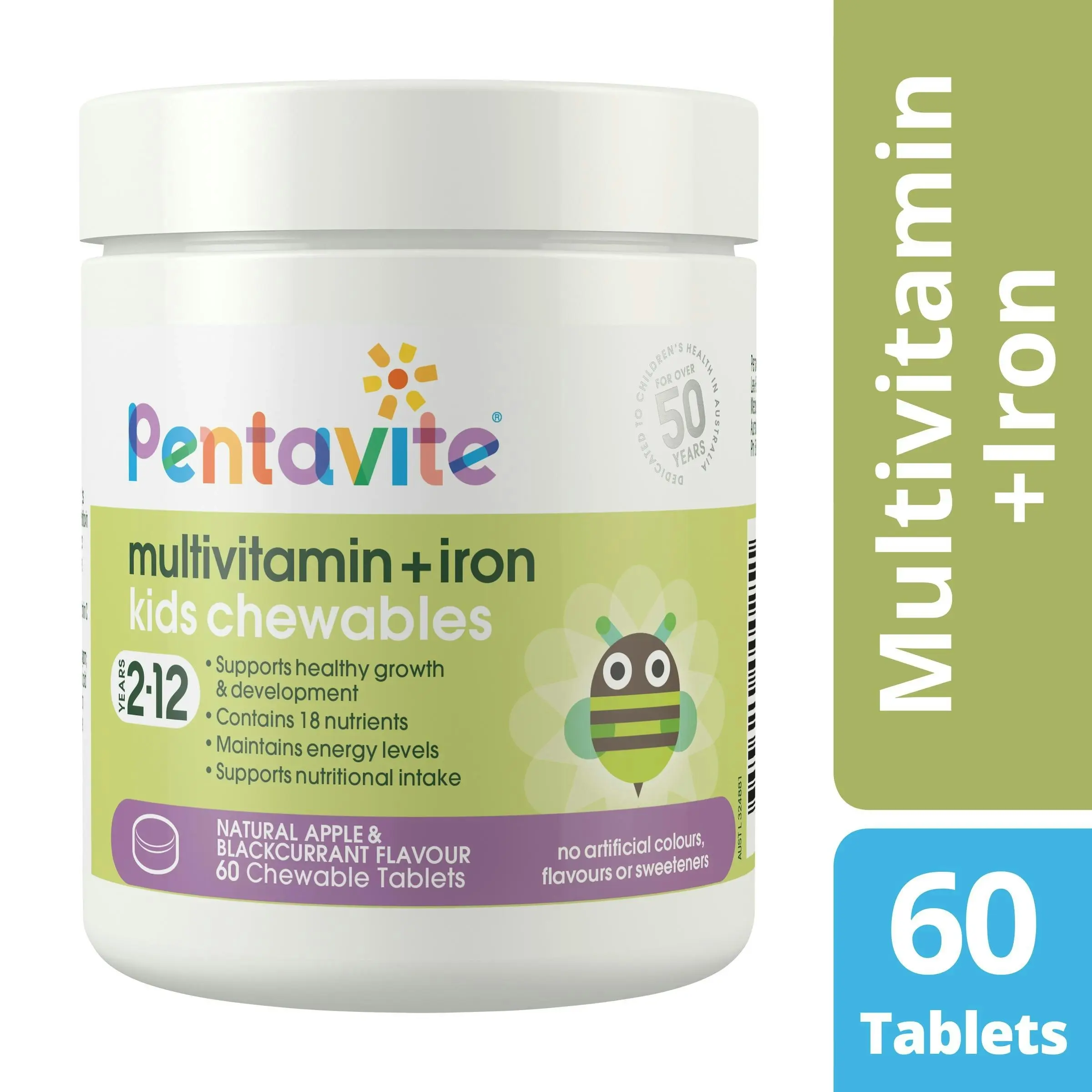 Pentavite Multivitamin + Iron Kids Chewables 60 Chewable Tablets