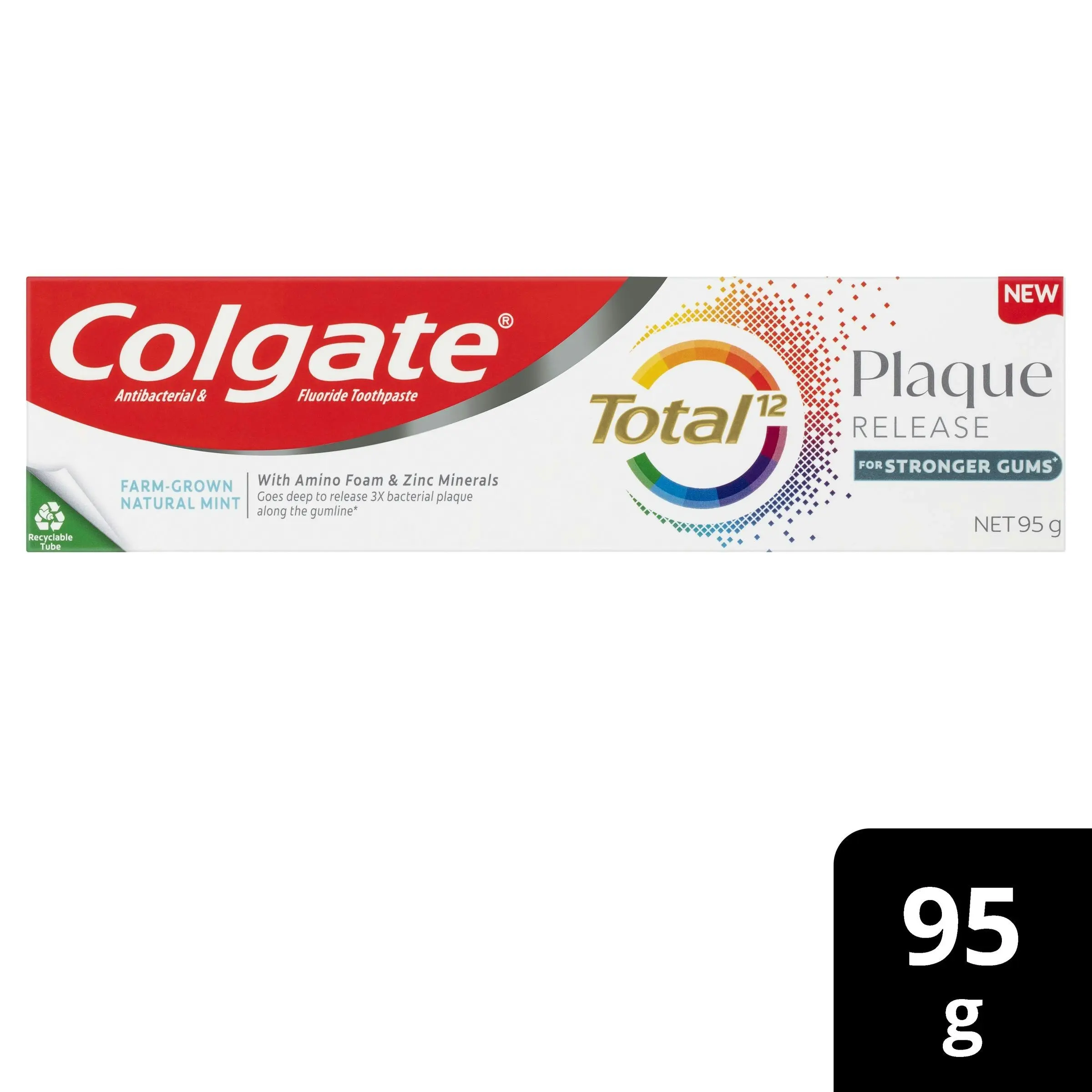 Colgate Toothpaste Total Plaque Release Farm-Grown Mint 95g