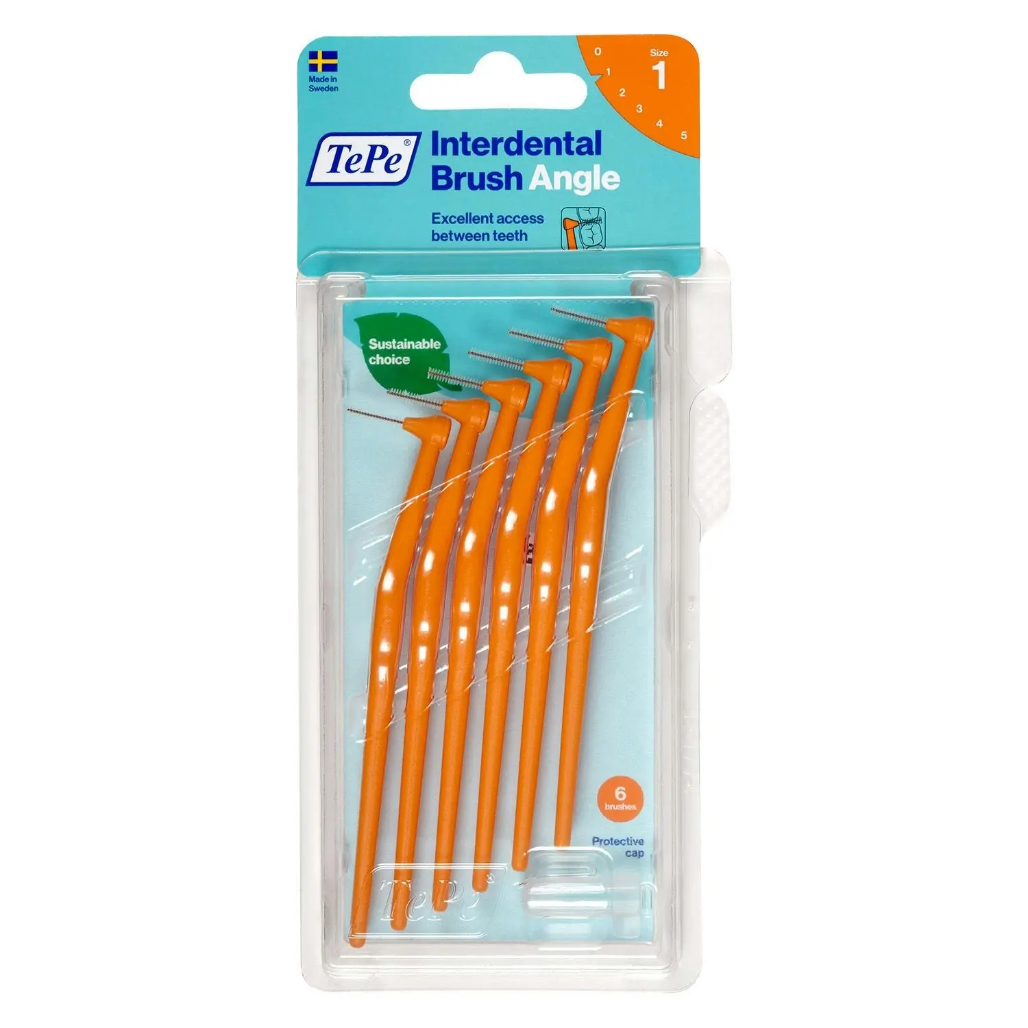 TePe Angle Interdental Brush Size 1 Orange 0.45mm 6 Pack