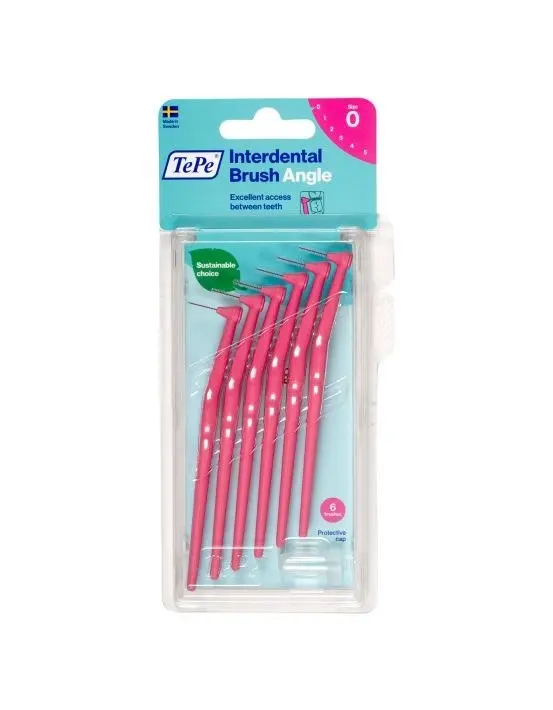 TePe Angle Interdental Brush Size 0 Pink 0.4mm 6 Pack