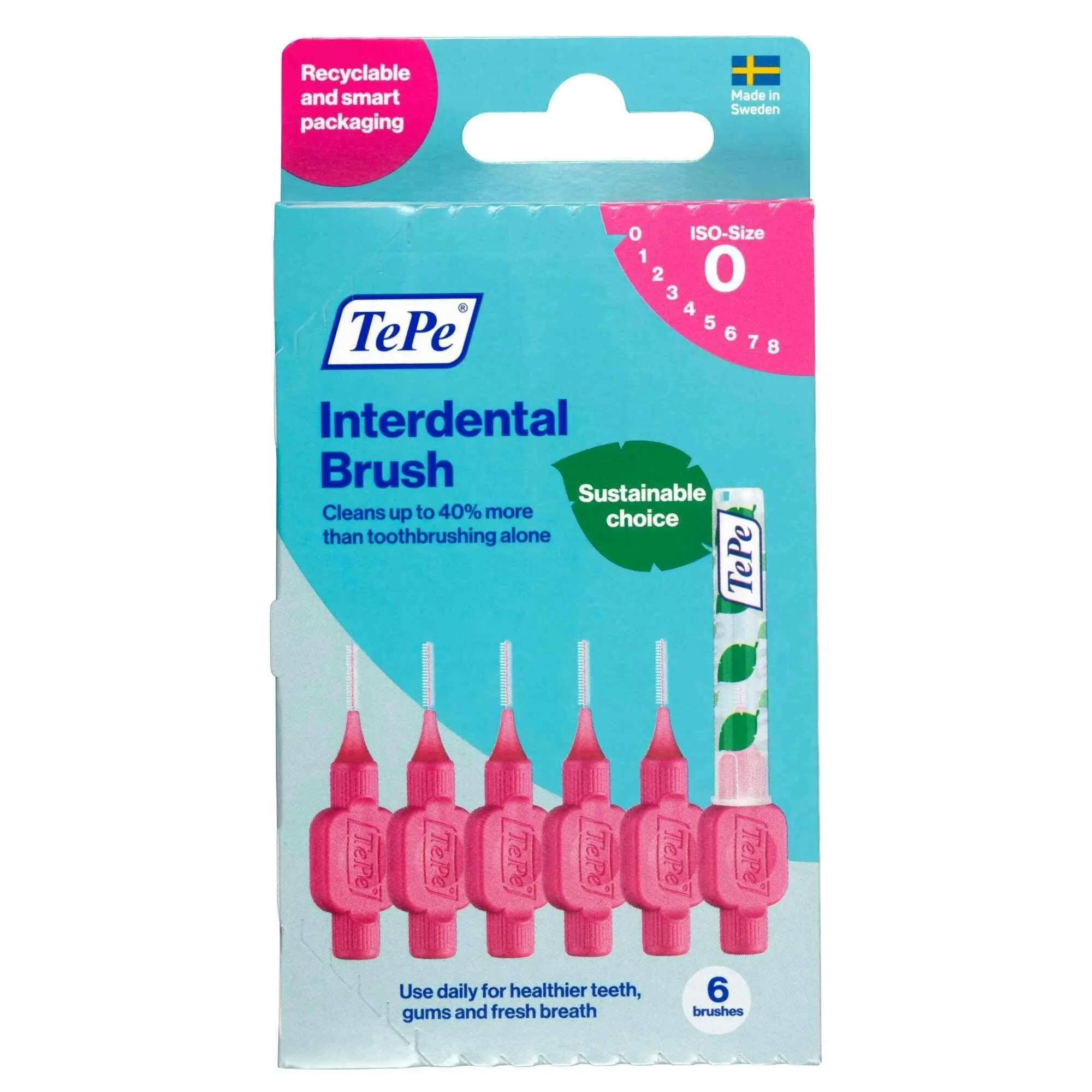 TePe Interdental Brush Size 0 Pink 0.4mm 6 Pack