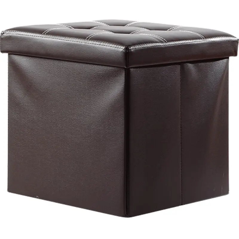 50L PU Leather Ottoman Foldable Storage Stool (Dark Brown)