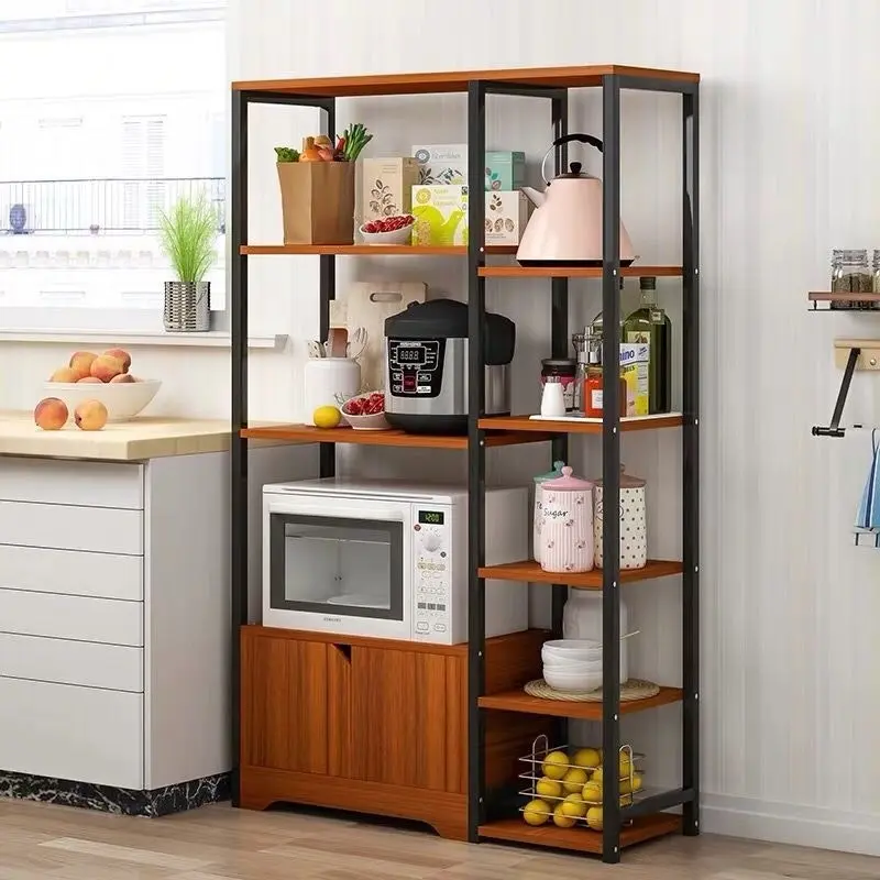 4-level Combination Organizer Double Cabinet Kitchen Storage Shelf (White Oak)