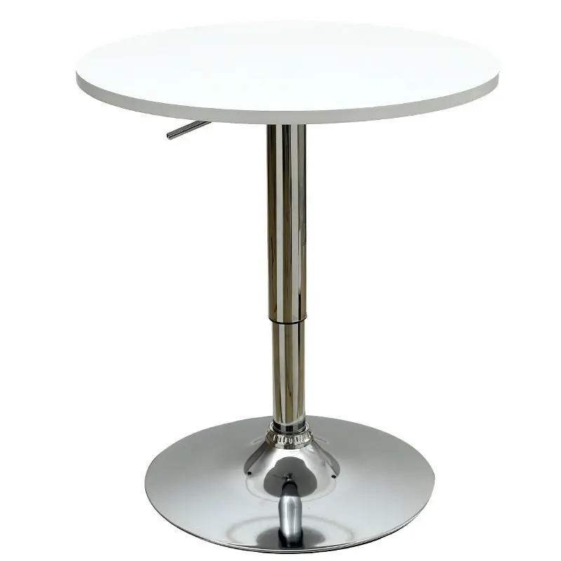 Century Designer Round Bar Table Height Adjustable with Gas Lift (White/Stainless Steel)