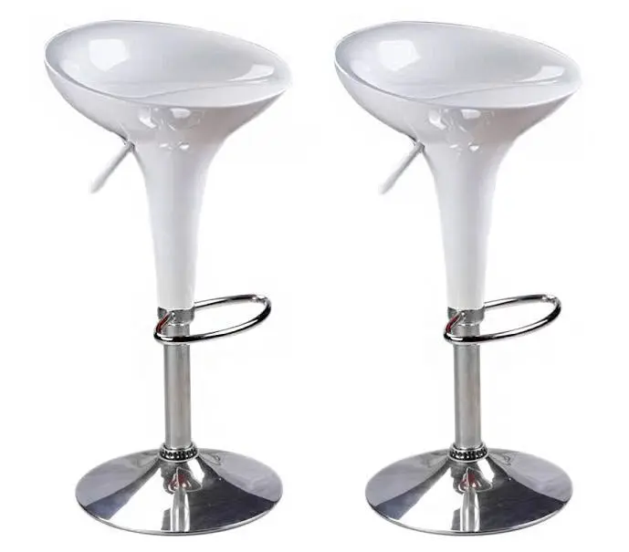 2 x Ace High Gloss Designer Bar Stools (WHITE - Set of 2)