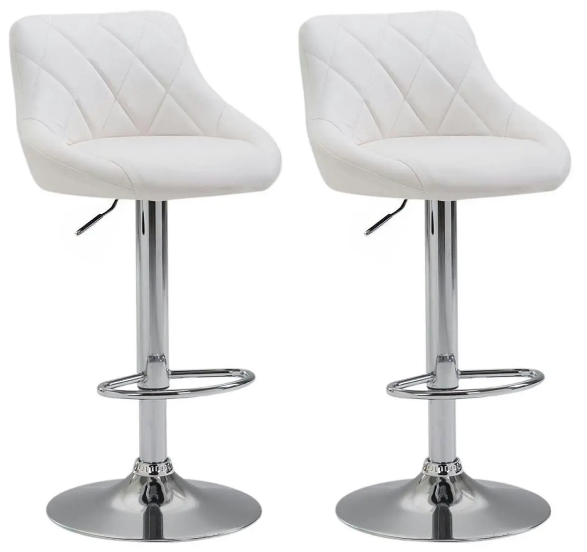 2 x Symphony High Back Faux Leather Bar Stools (White)