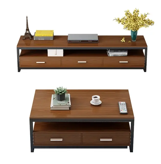 2-Piece Set Athena Coffee Table & TV Cabinet with Drawers (Walnut)