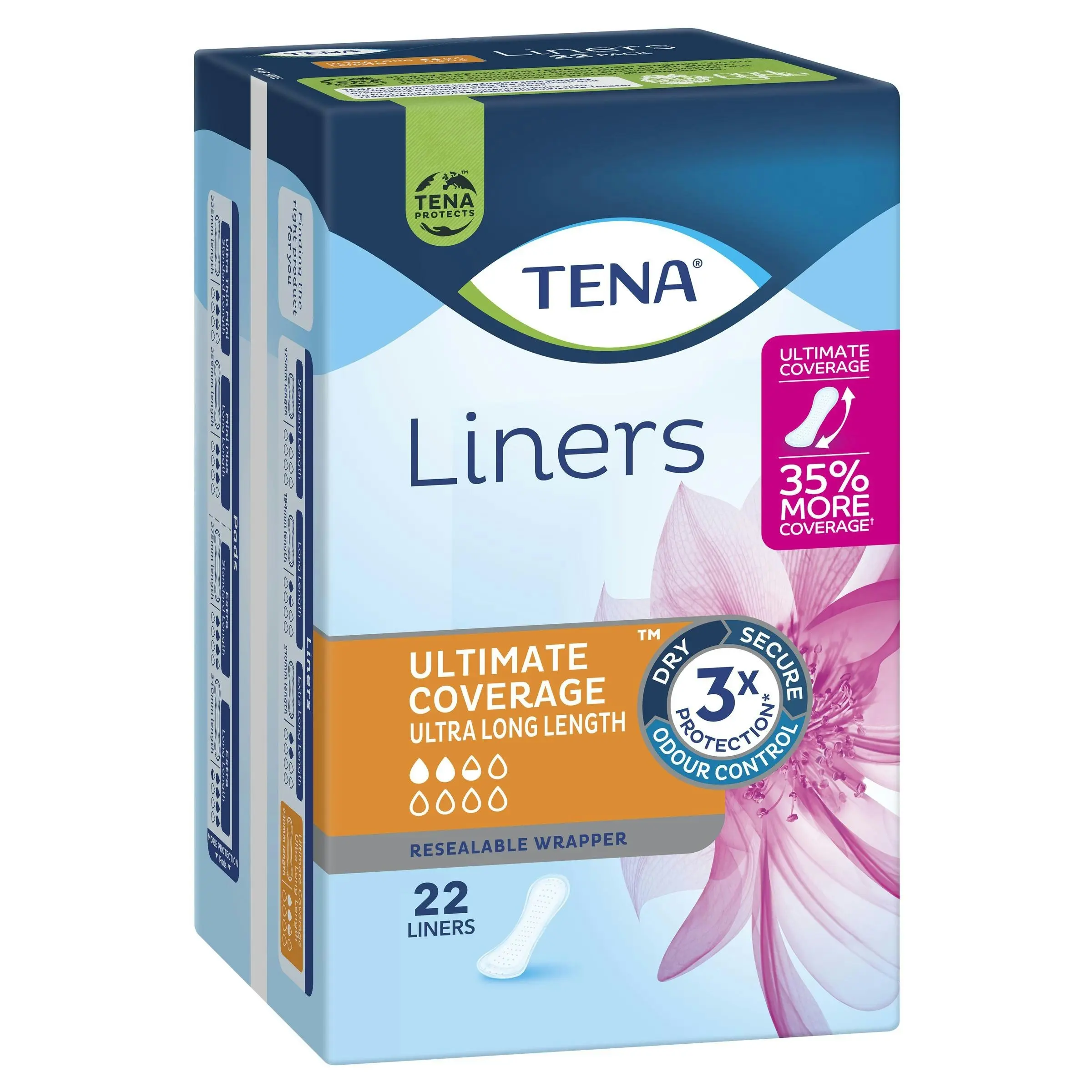 TENA Liners Ultimate Coverage Ultra Long Liner 22 Pack