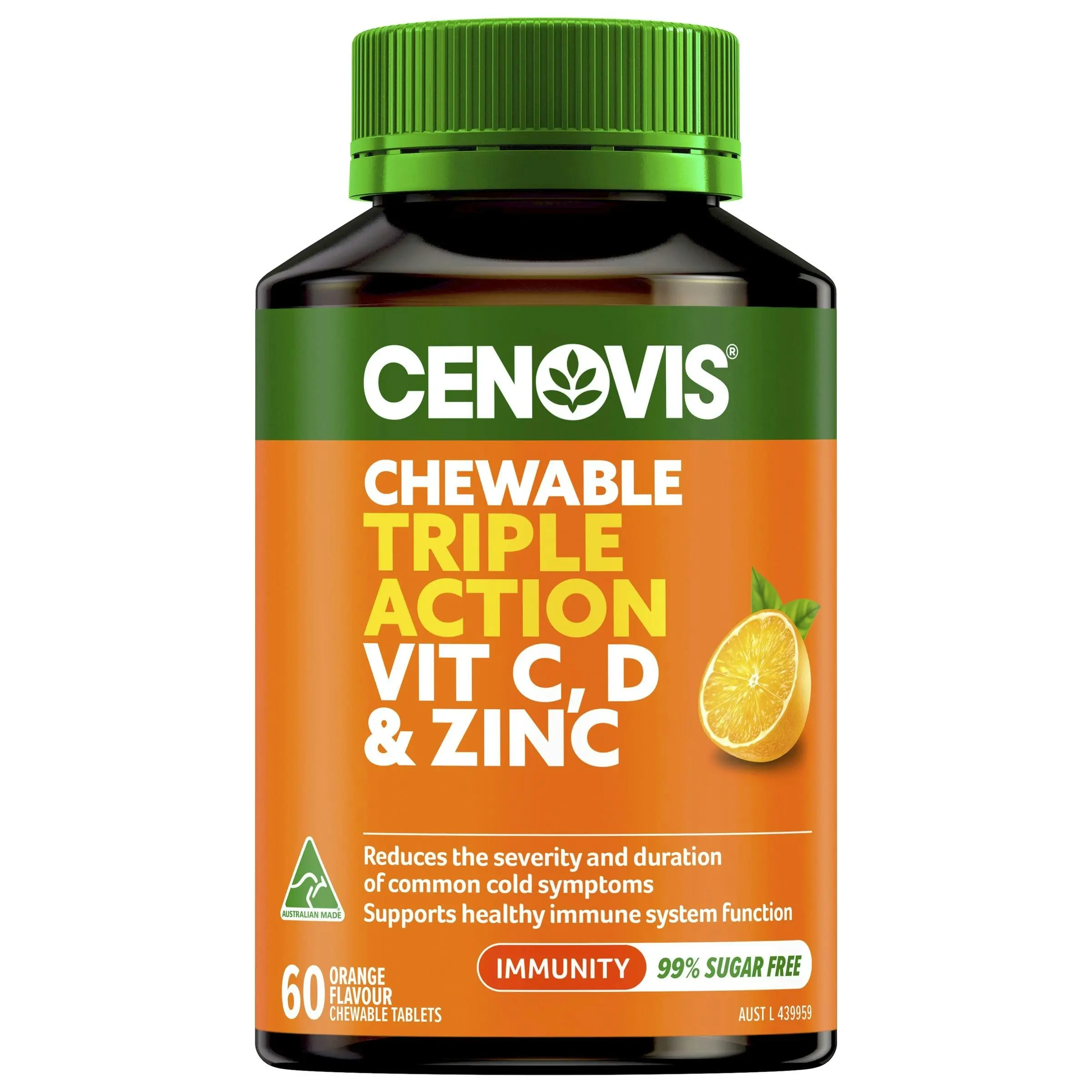 Cenovis Chewable Triple Vitamin C D3 & Zinc 60 Tablets