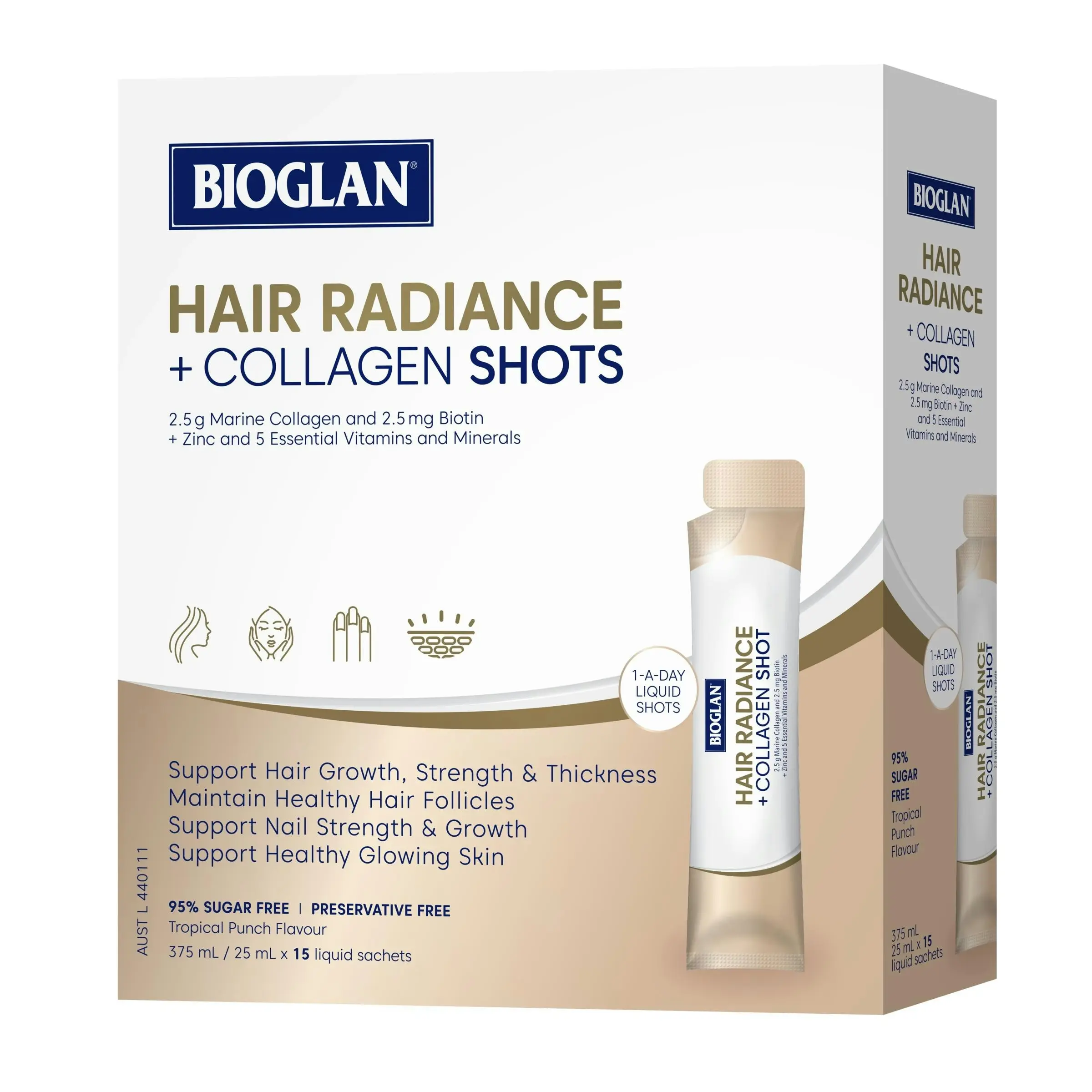 Bioglan Hair Radiance + Collagen Shots 15x25mL