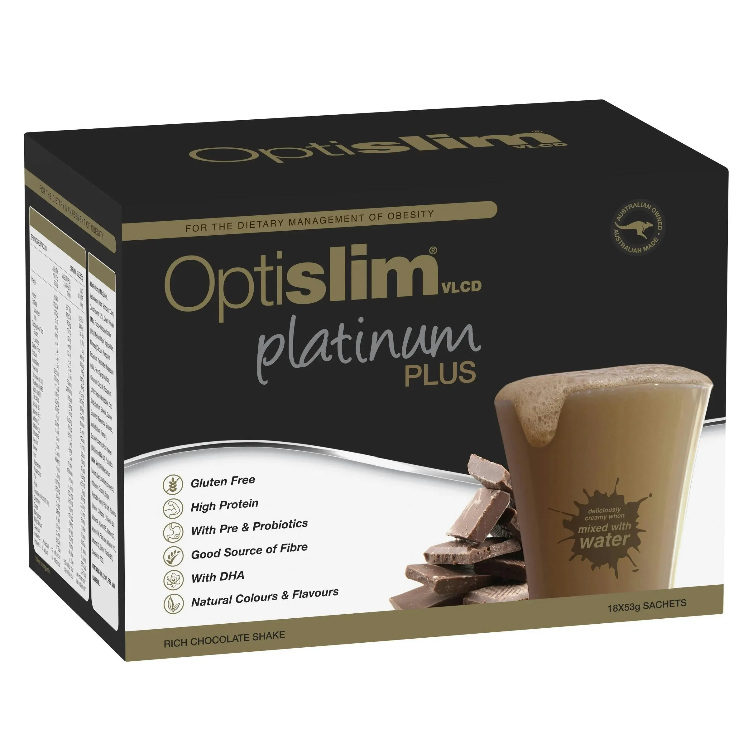 OptiSlim VLCD Platinum Plus Shake Chocolate 18 x 53g