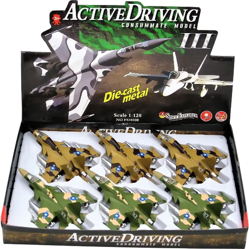 ACTIVE DRIVING - Jet Fighter Plane Die-cast With Sound (Assorted Colors)