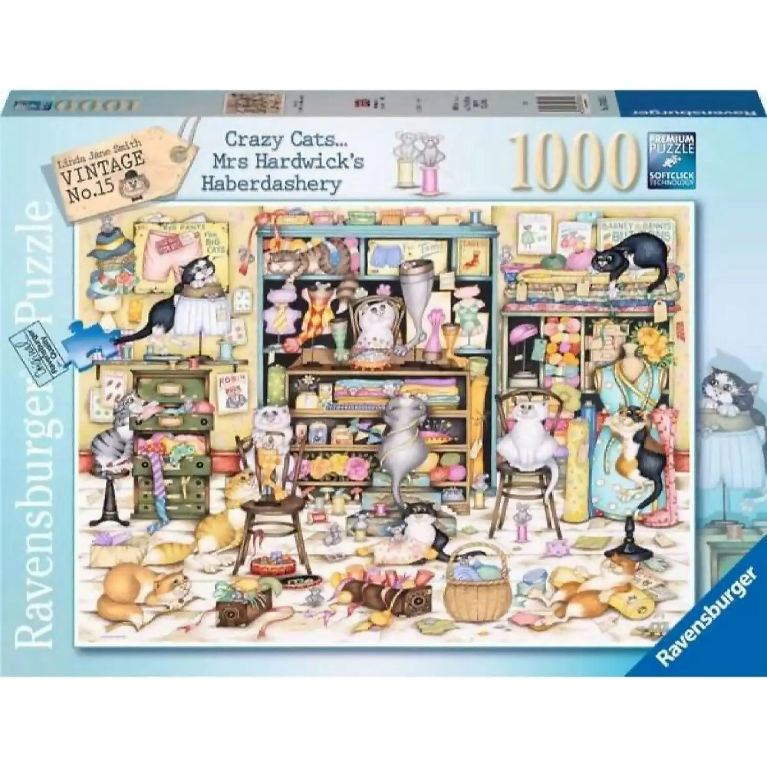 Ravensburger - Crazy Cats Mrs Hardwick's Haberdashery Jigsaw Puzzle 1000 Pieces