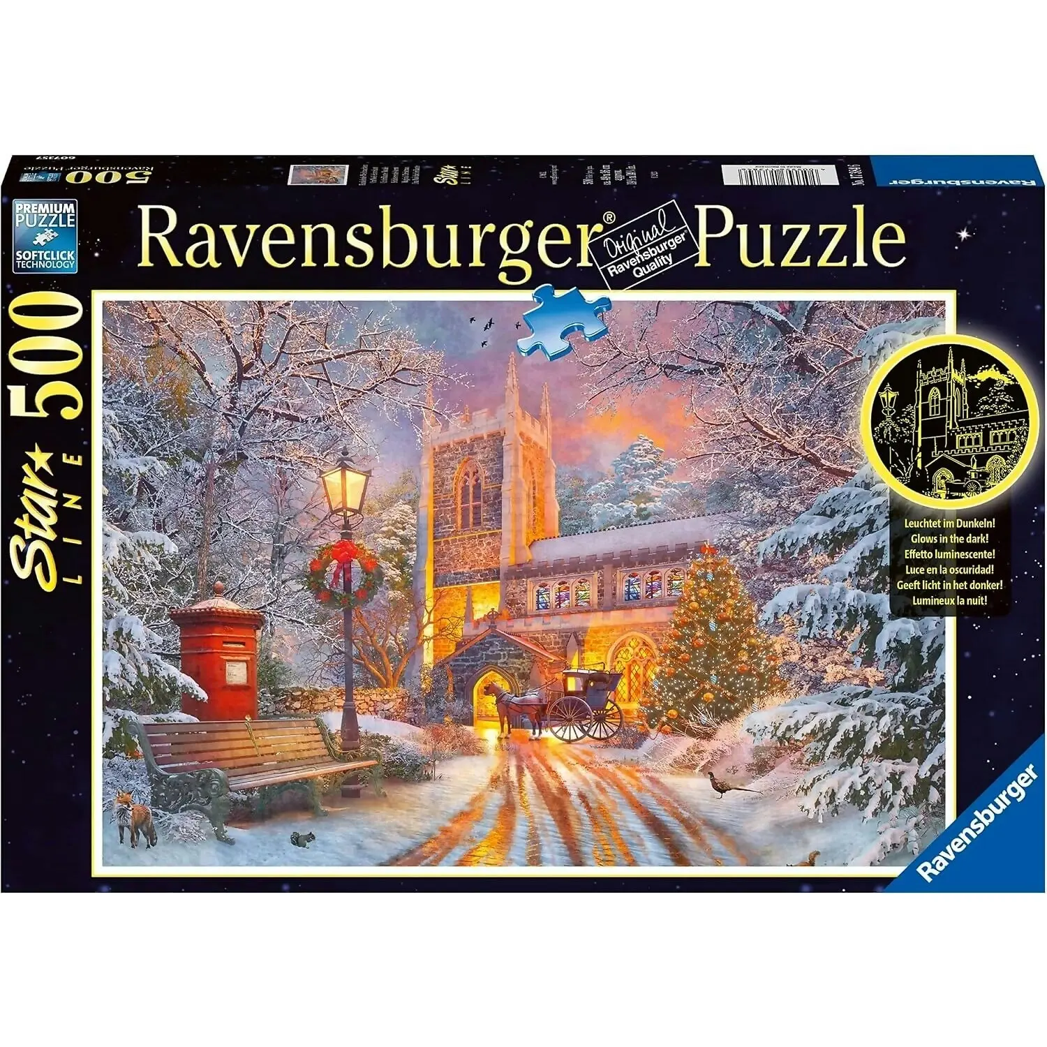 Ravensburger - Starline Sparkling Christmas Glow In The Dark Jigsaw Puzzle 500 Pieces