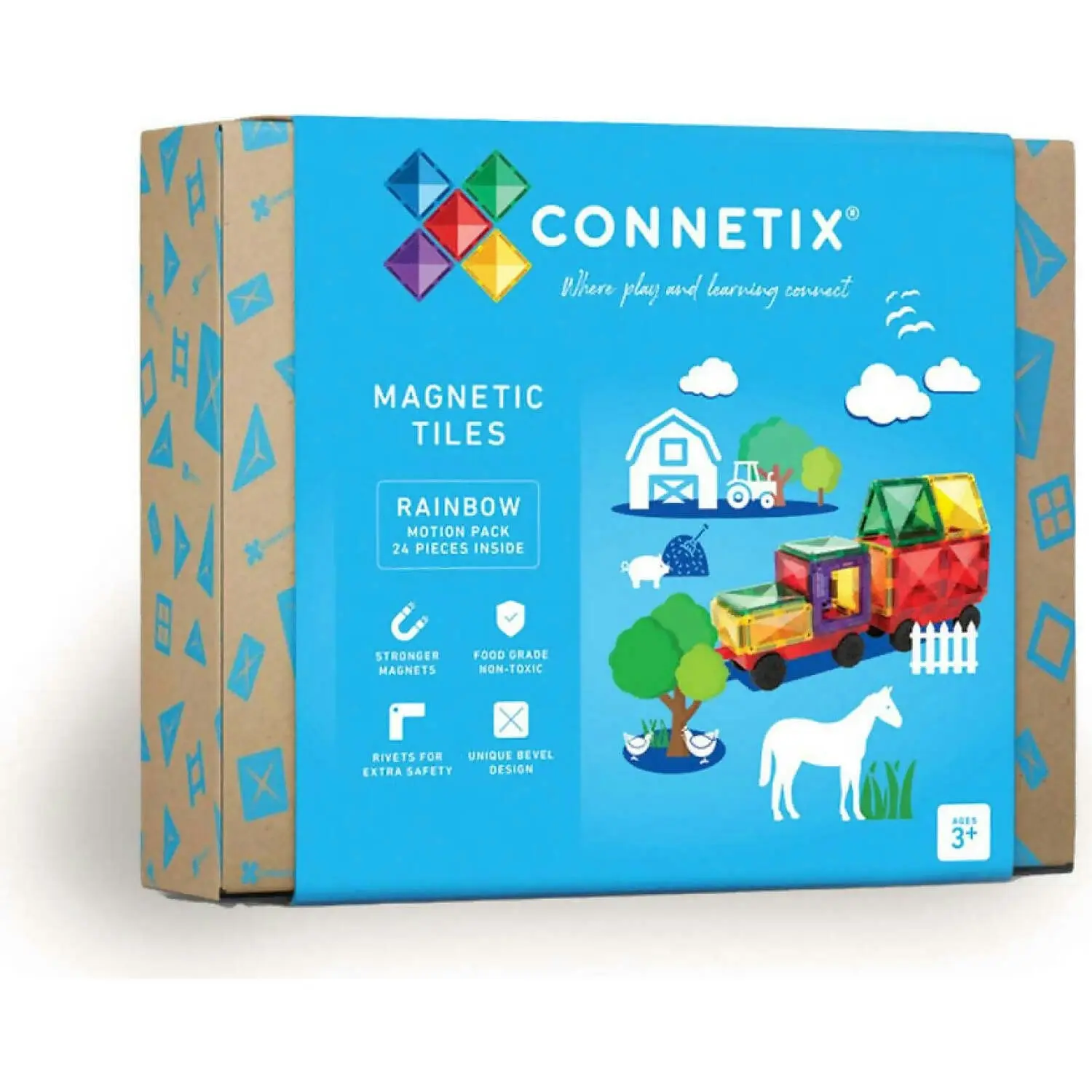 Connetix - Magnetic Tiles Rainbow Motion Pack 24pc