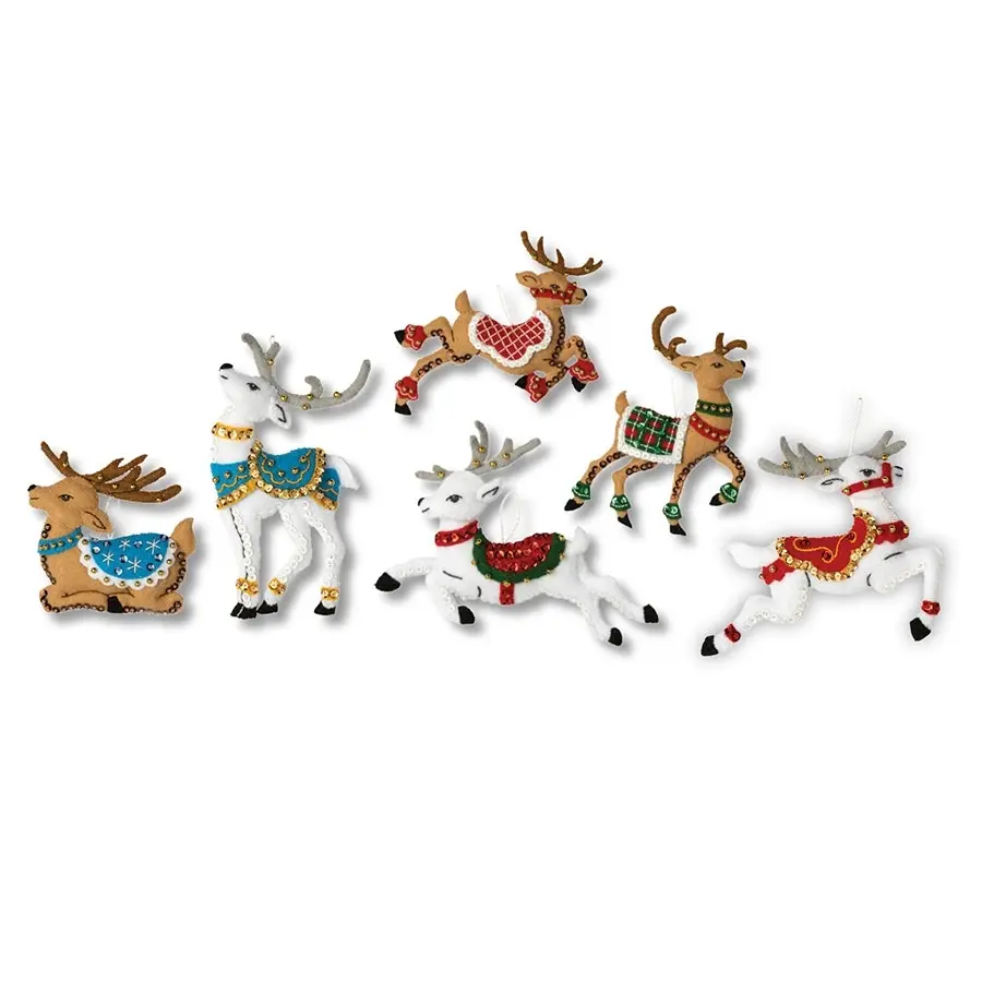 Festive Reindeer Ornaments- Needlework