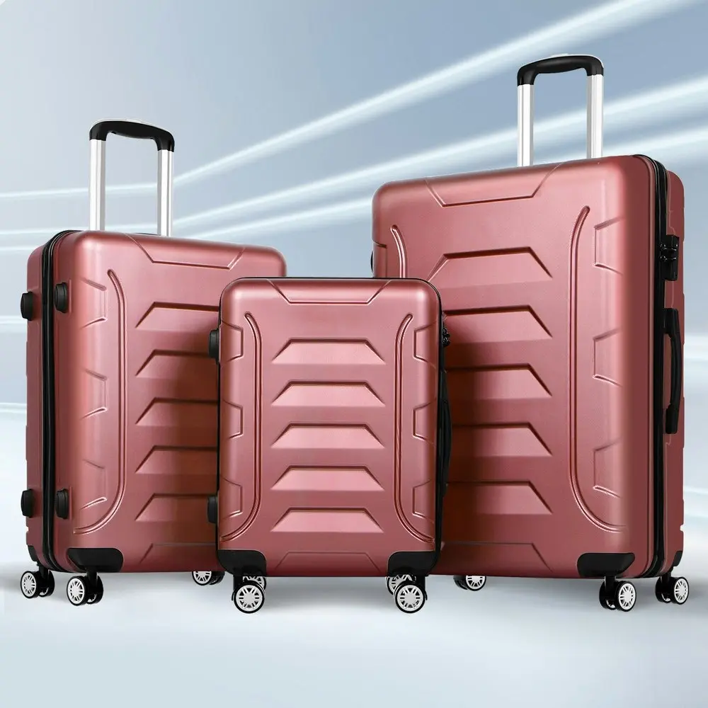 Alfordson 3PCS Luggage Suitcase Trolley Set Hard Case Travel Storage TSA Lock Dina Pink