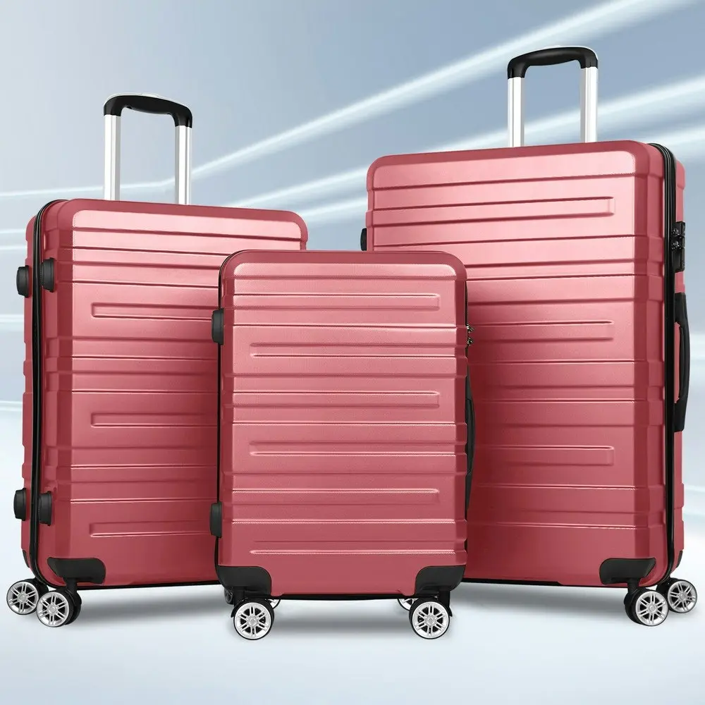 Alfordson 3PCS Luggage Suitcase Trolley Set Hard Case Travel Storage TSA Lock Hero Pink