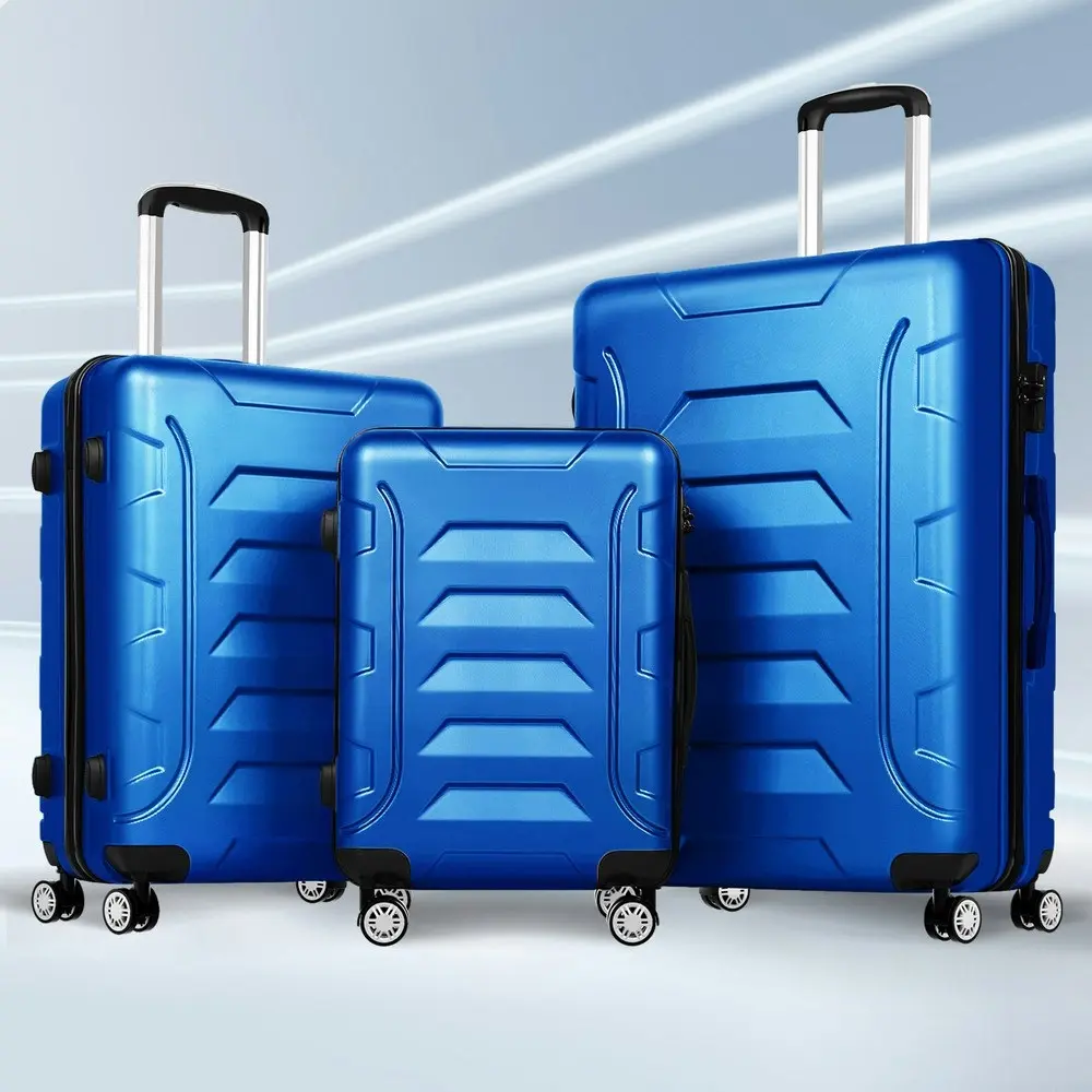 Alfordson 3PCS Luggage Suitcase Trolley Set Hard Case Travel Storage TSA Lock Dina Blue