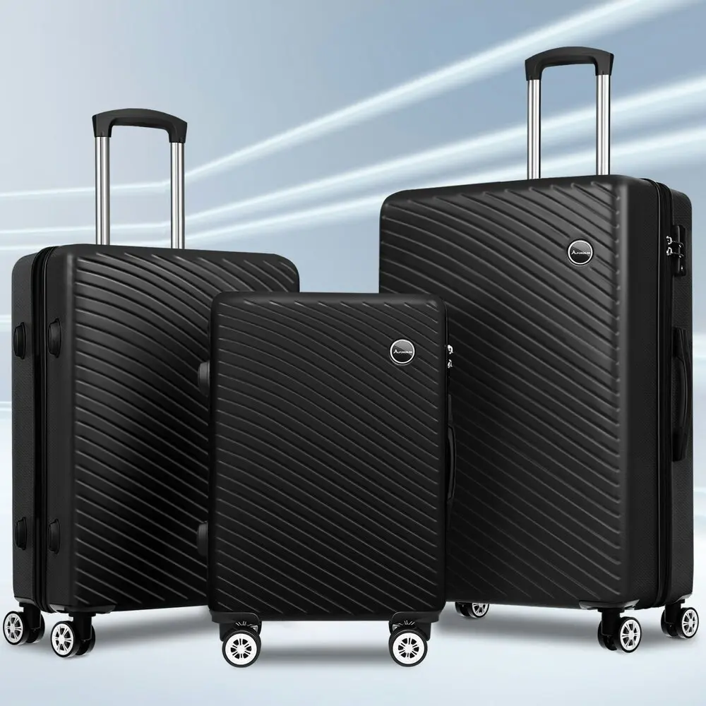 Alfordson 3PCS Luggage Suitcase Trolley Set Hard Case Travel Storage TSA Lock Timothy Black