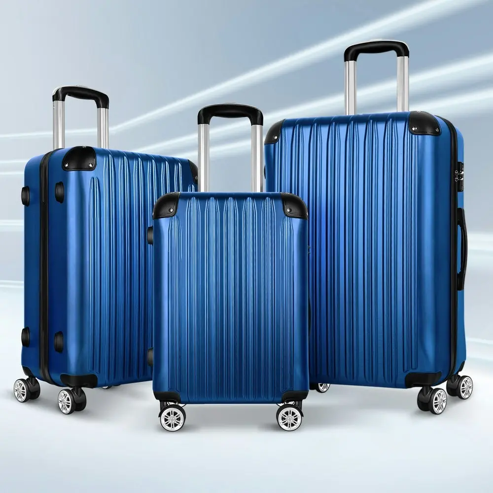 Alfordson 3PCS Luggage Suitcase Trolley Set Hard Case Travel Storage TSA Lock Voyage Pro Blue