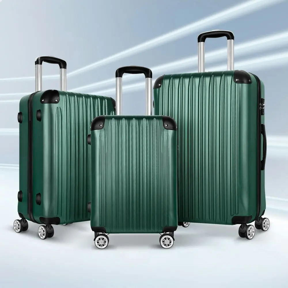 Alfordson 3PCS Luggage Suitcase Trolley Set Hard Case Travel Storage TSA Lock Voyage Pro Green