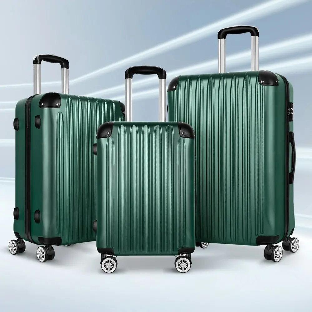 Alfordson 3PCS Luggage Suitcase Trolley Set Hard Case Travel Storage TSA Lock Voyage Pro Green