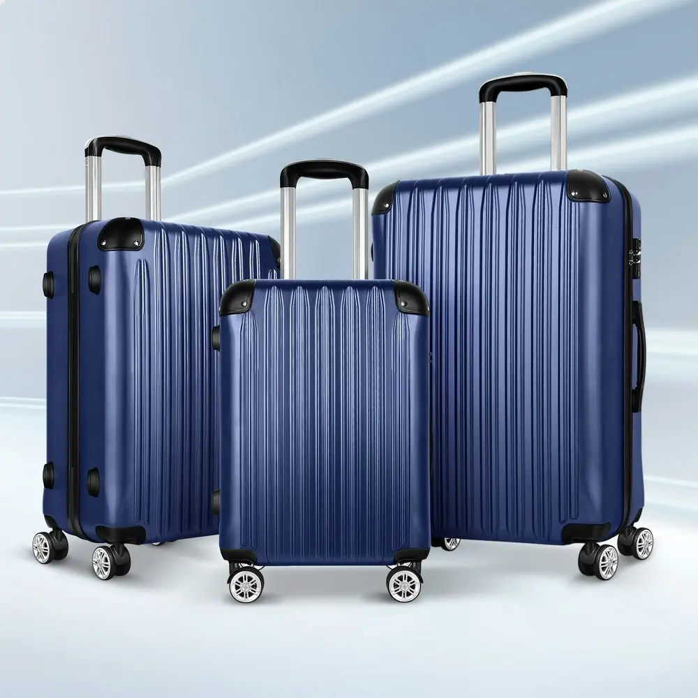 Alfordson 3PCS Luggage Suitcase Trolley Set Hard Case Travel Storage TSA Lock Voyage Pro Navy