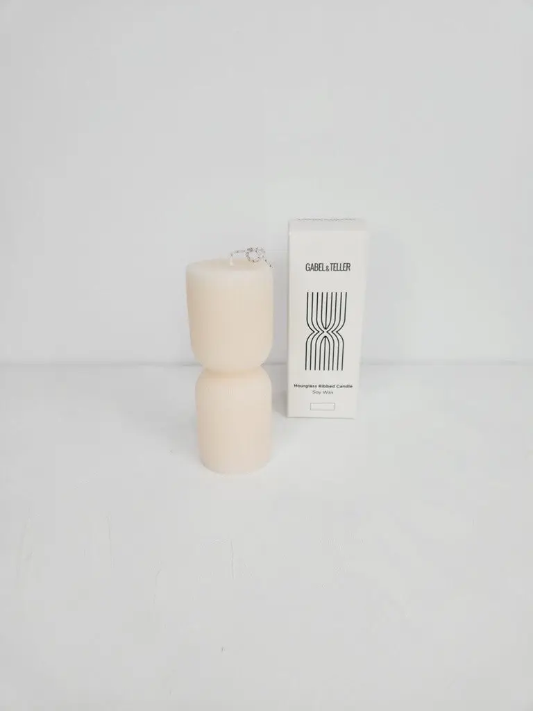 Gabel & Teller Hourglass Ribbed Candle 14x5cm - Nude