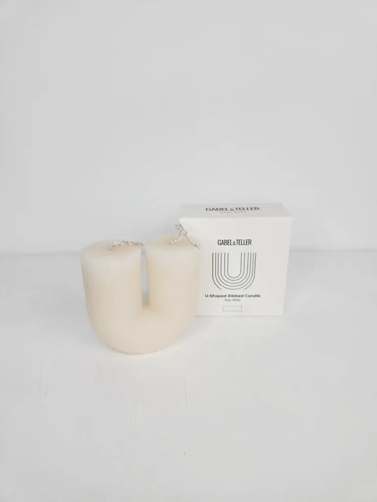 Gabel & Teller U - Shaped Ribbed Candle 9.5x9.5cm - Nude