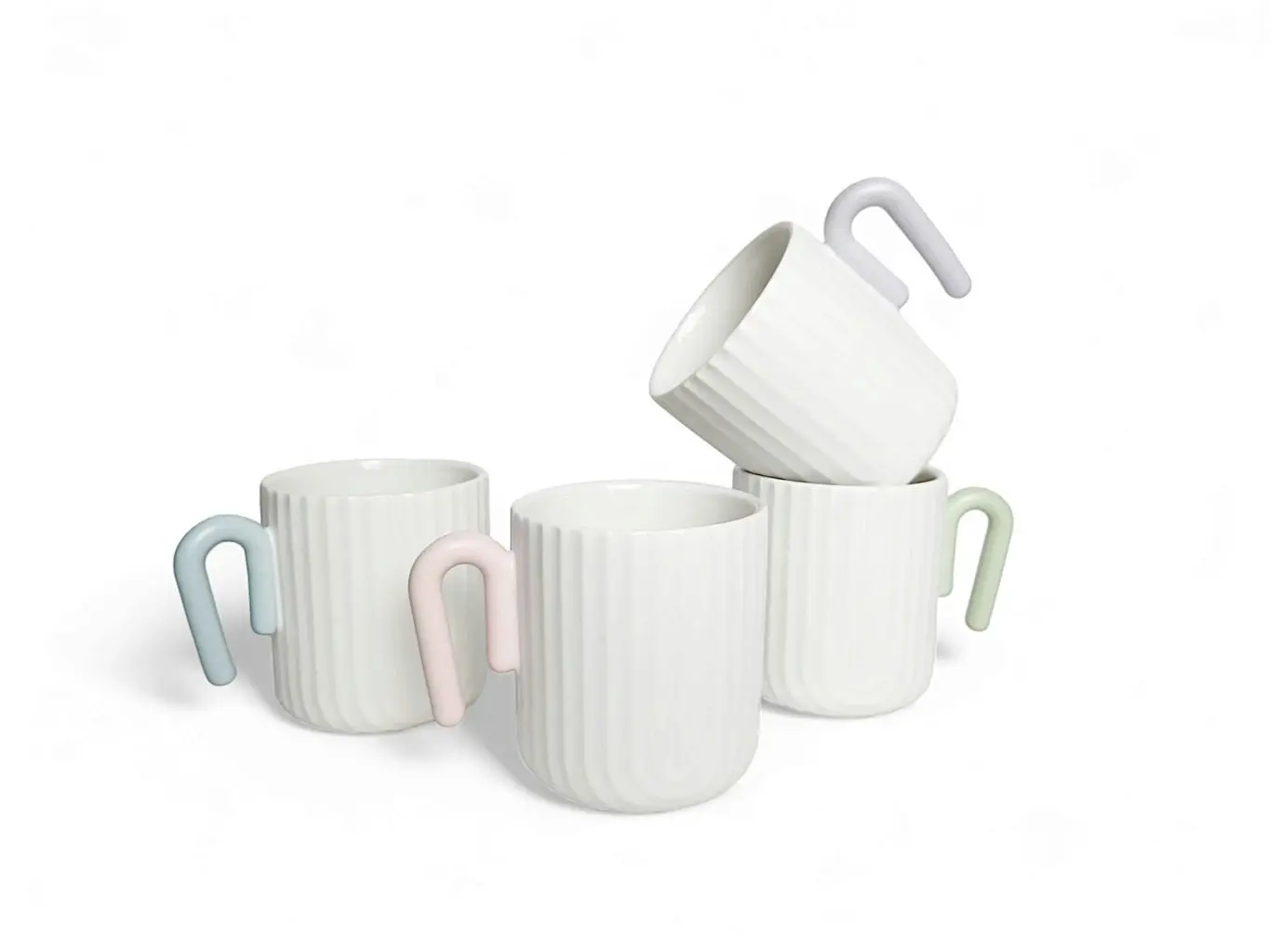 Gabel & Teller Matte White Scallop 320ml Mug Set 4 - Pastel