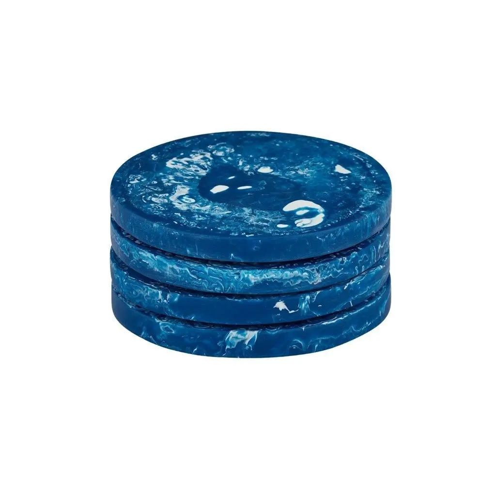 Assemble Kip Set of 4 Resin Coasters 10cm - Cobalt