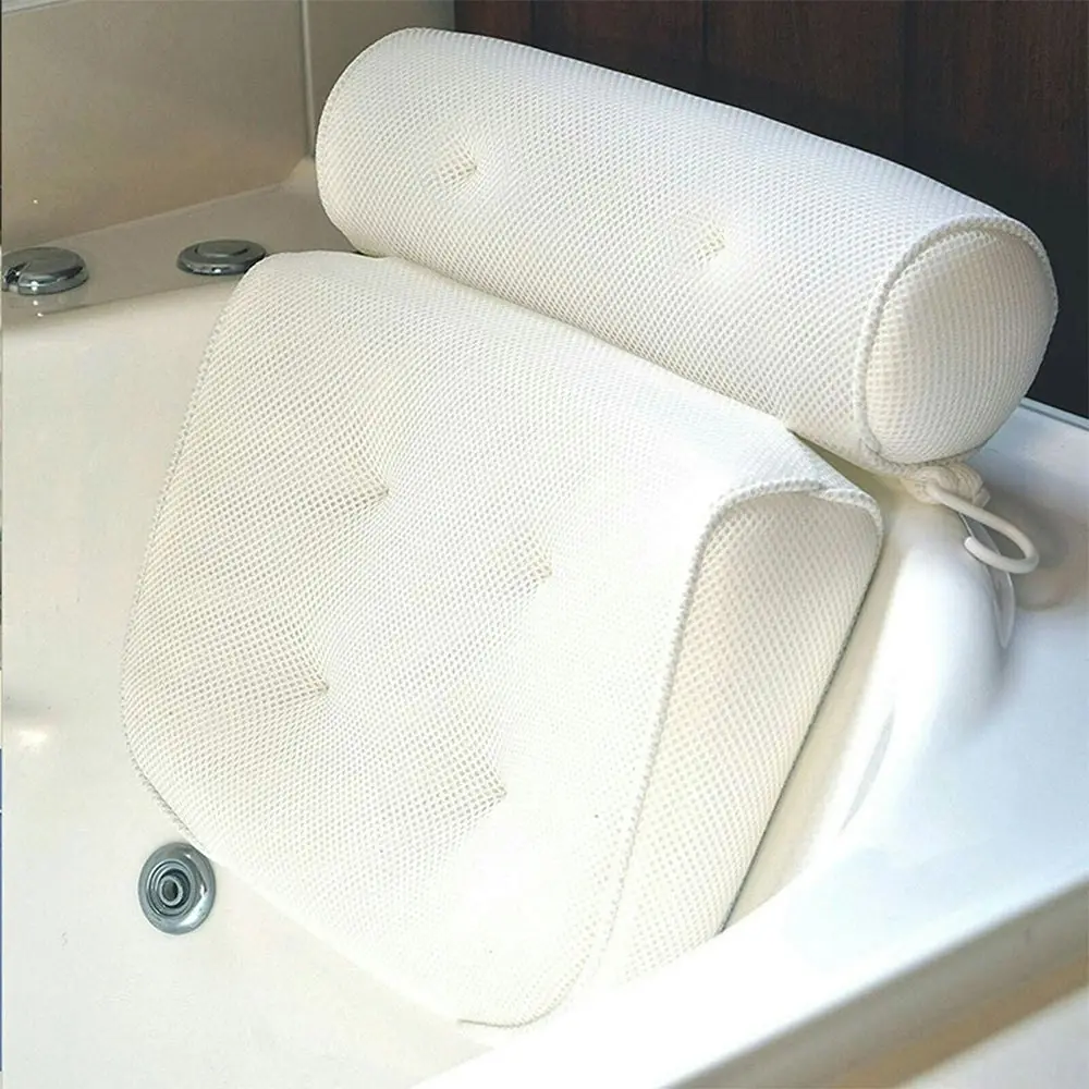 3D Spa Mesh Bath Pillow Neck Back Support Bathtub Tub Cushions - One Size