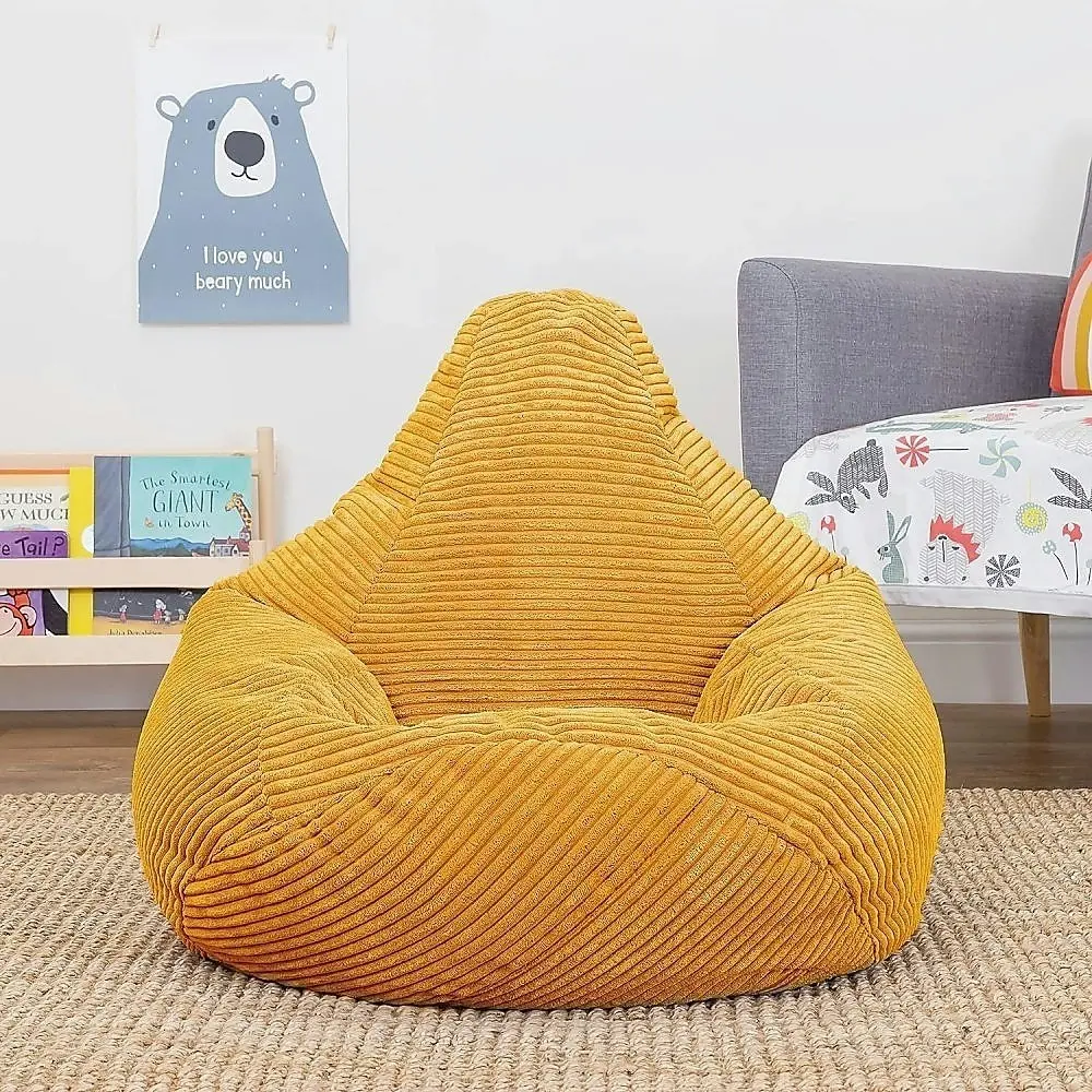 Jumbo Cord Beanbag Chair Cover Unfilled Large Bag - Mustard - One Size