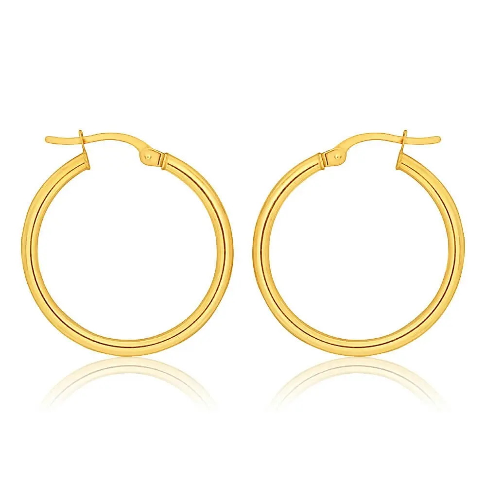 9ct Yellow Gold Plain Hoop 20mm European made