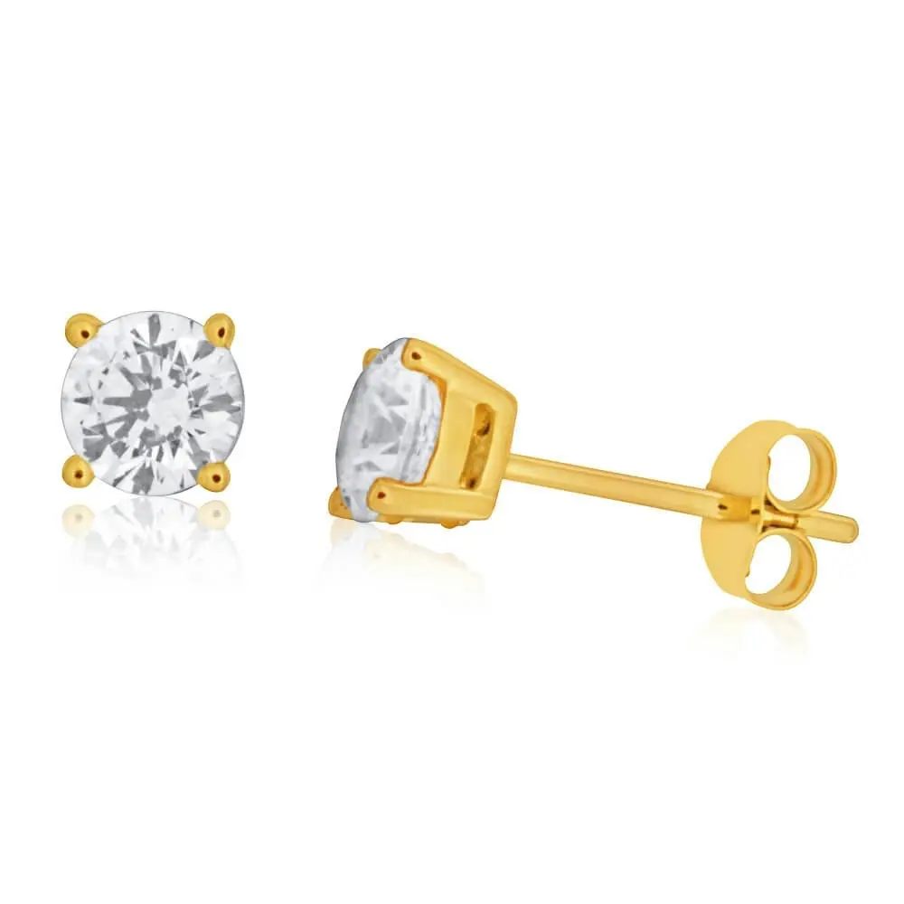 9ct Yellow Gold Cubic Zirconia 5mm Stud Earrings