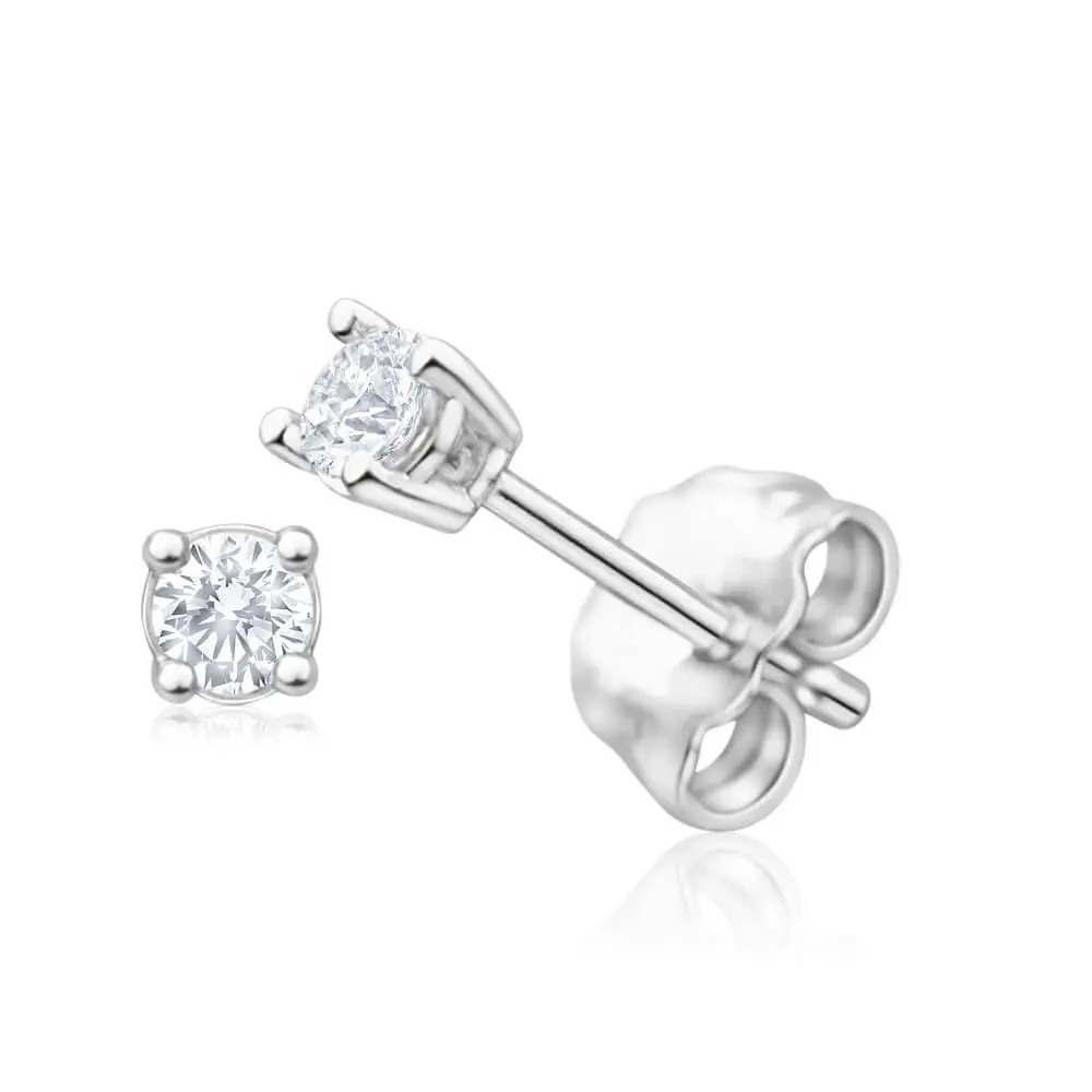 9ct White Gold Impressive Diamond Stud Earrings