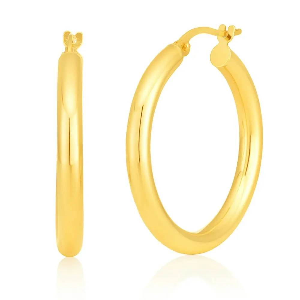 9ct Yellow Gold 20mm Plain Hoop Earring