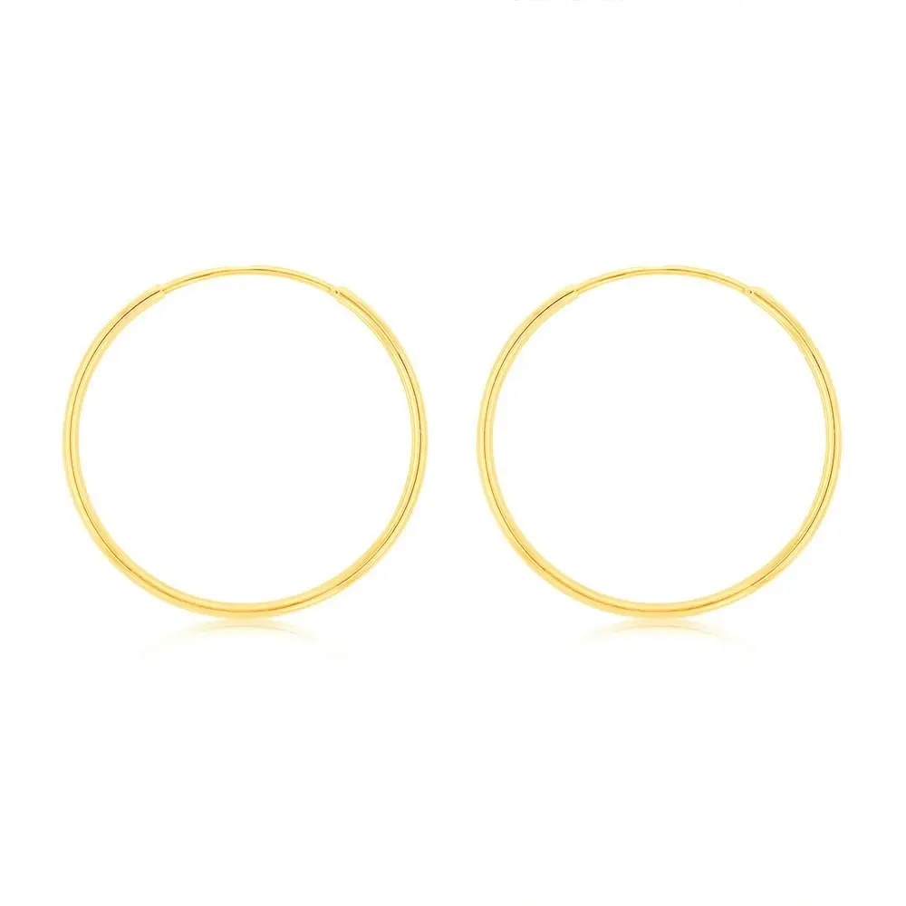 9ct Yellow Gold Plain 15mm Sleeper Earrings