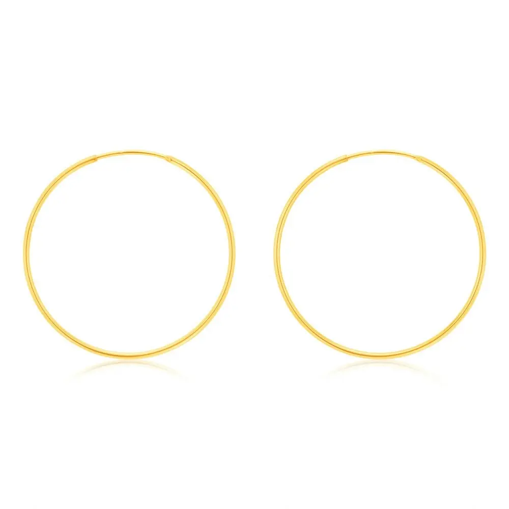 9ct Yellow Gold Plain 25mm Sleeper Earrings