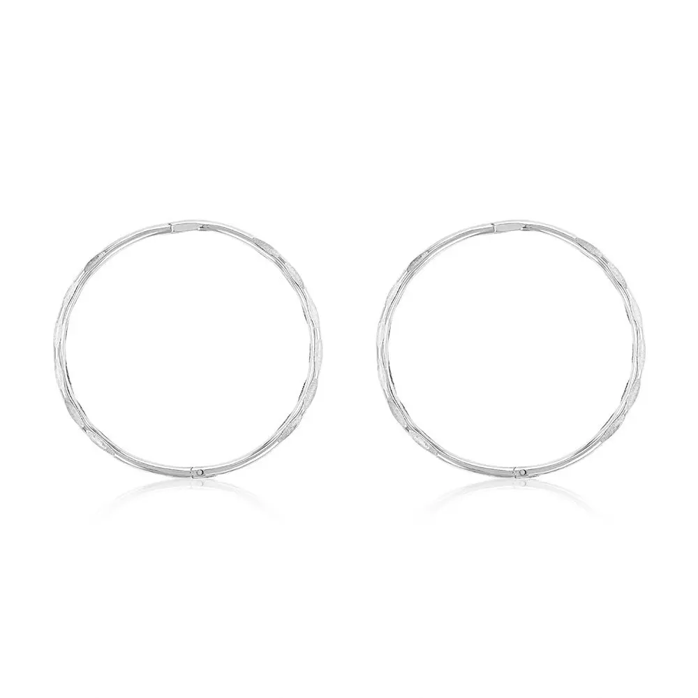 Sterling Silver Facet 25mm Sleeper Earrings