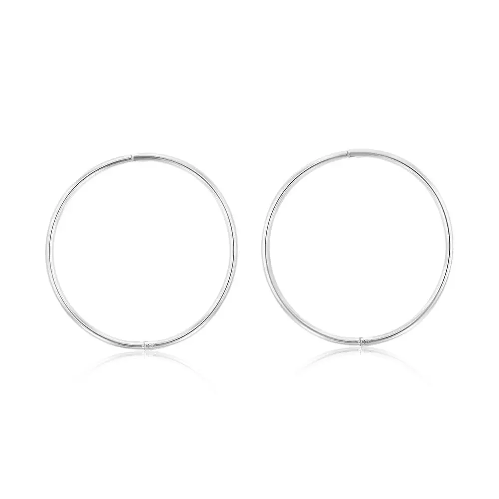 Sterling Silver Plain 25mm Sleeper Earrings