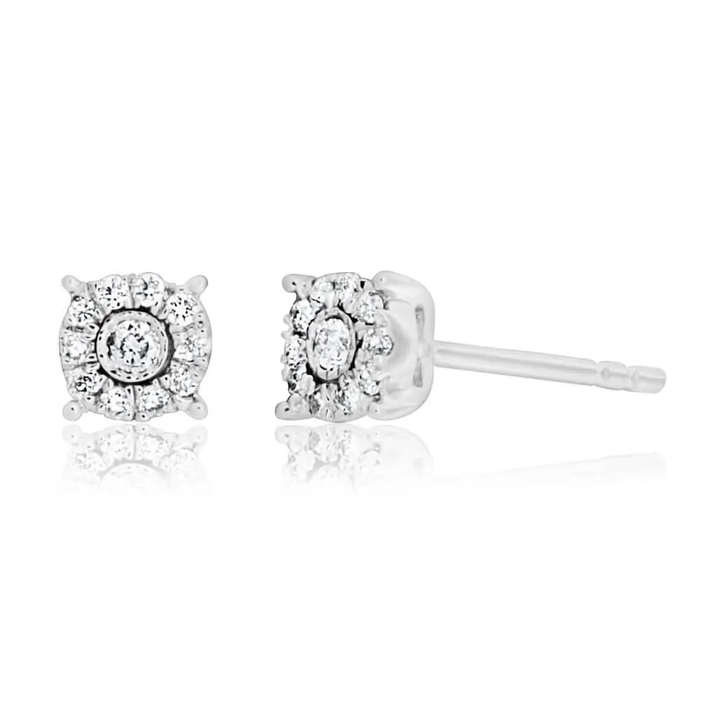 9ct White Gold Sublime Diamond Stud Earrings