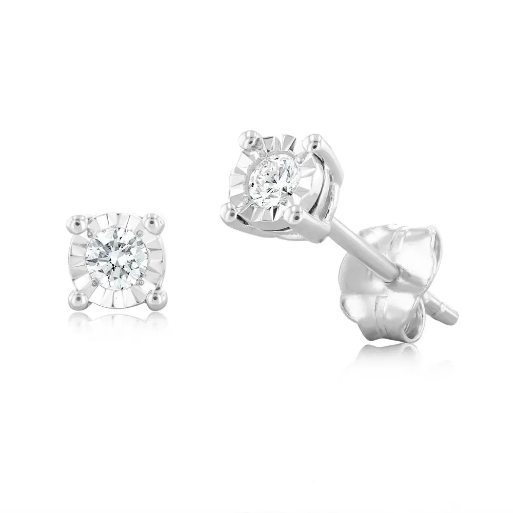 Luminesce Lab Grown 1/10 Carat Diamond Stud Earrings In Sterling Silver